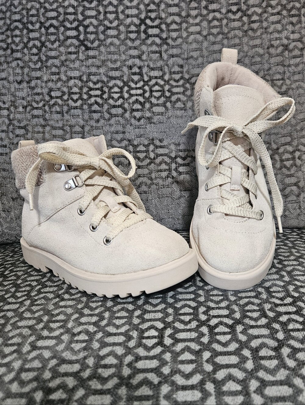 Suede Ankle Boots - Cream, Sz 13, EC